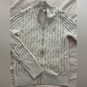 Women Beige Cable Knit Sweater